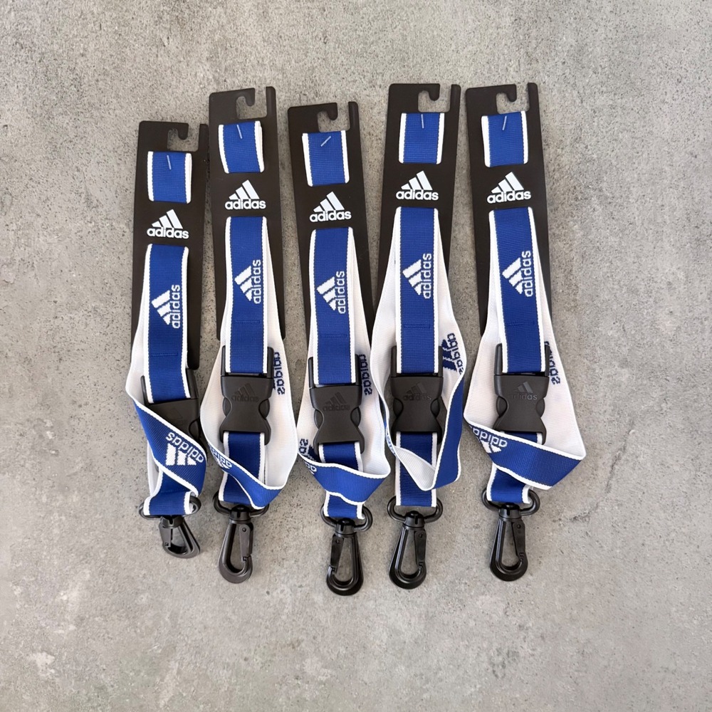 Lot of 5 New Adidas Interval Lanyard Blue White Neck Strap ID Badge Holder Key